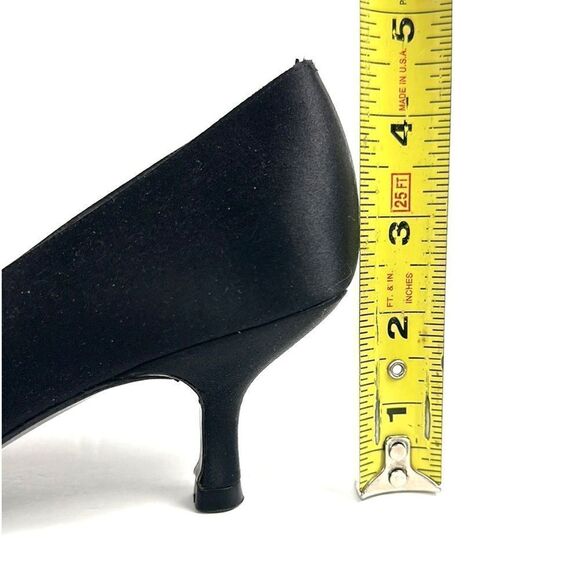 Stuart Weitzman Black Peau De Soie Satin
Peep Toe Tonal Rhinestone Accent Pumps - Picture 12 of 12